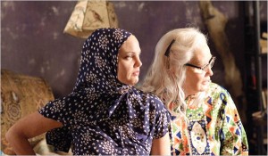 Drew Barrymore, left, and Jessica Lange as Little Edie and Big Edie in the HBO movie, "Grey Gardens."