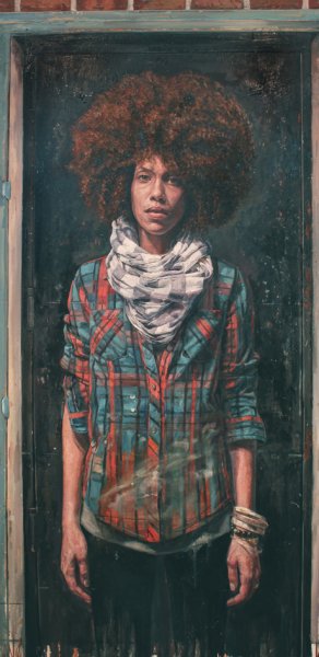 Tim Okamura, Work Shirt, 2011, oil, mixed media on canvas, 76 x 56 inches