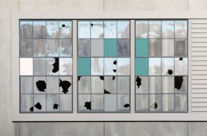 Sarah McKenzie, Gates Factory Window #4 (Grid with Green)