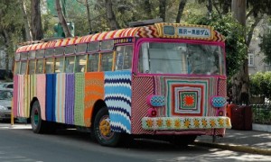 Austin City Bus Covered in Knit